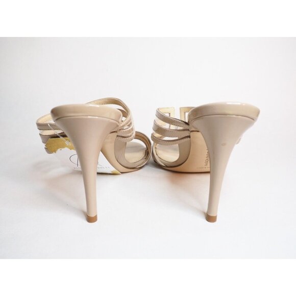 Marion Parke Toscana Tan Patent Leather Larkin PVC Slide Heels, Size 7 (US) 37 - Picture 5 of 13